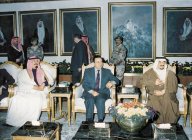 King Fahd and Crown Prince Abdullah with President Hosni Mubarak of Egypt in 1991.  Click to view high resolution version