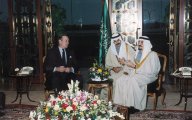 King Fahd with former President George Bush in Riyadh in 1996 Click to view high resolution version