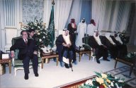 King Fahd with Crown Prince Abdullah receiving Chinese President Jiang Zemin in 1999.  Click to view high resolution version